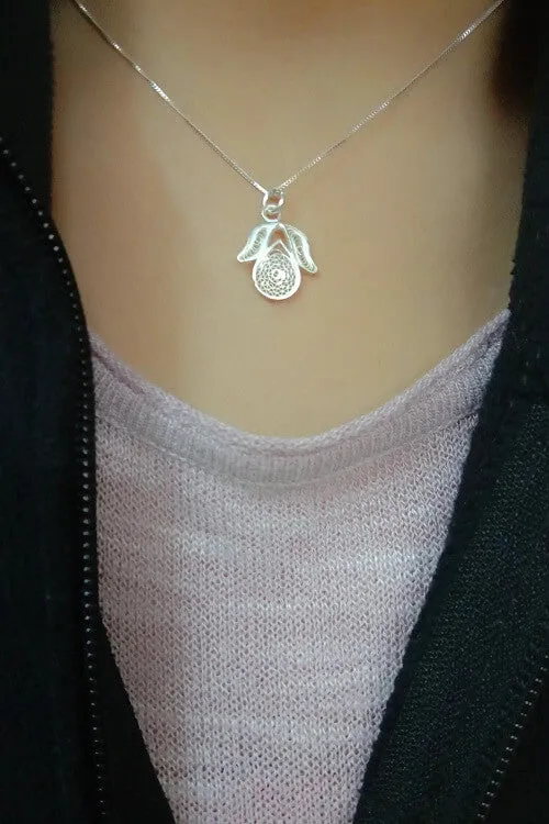 Silver Linings "Tulip" Silver Filigree Handmade Pendant and Chain