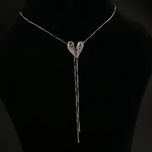 Silver Textured Heart Pendent Necklace