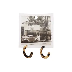 Small Tortoise Hoop Stud Earrings Black & White