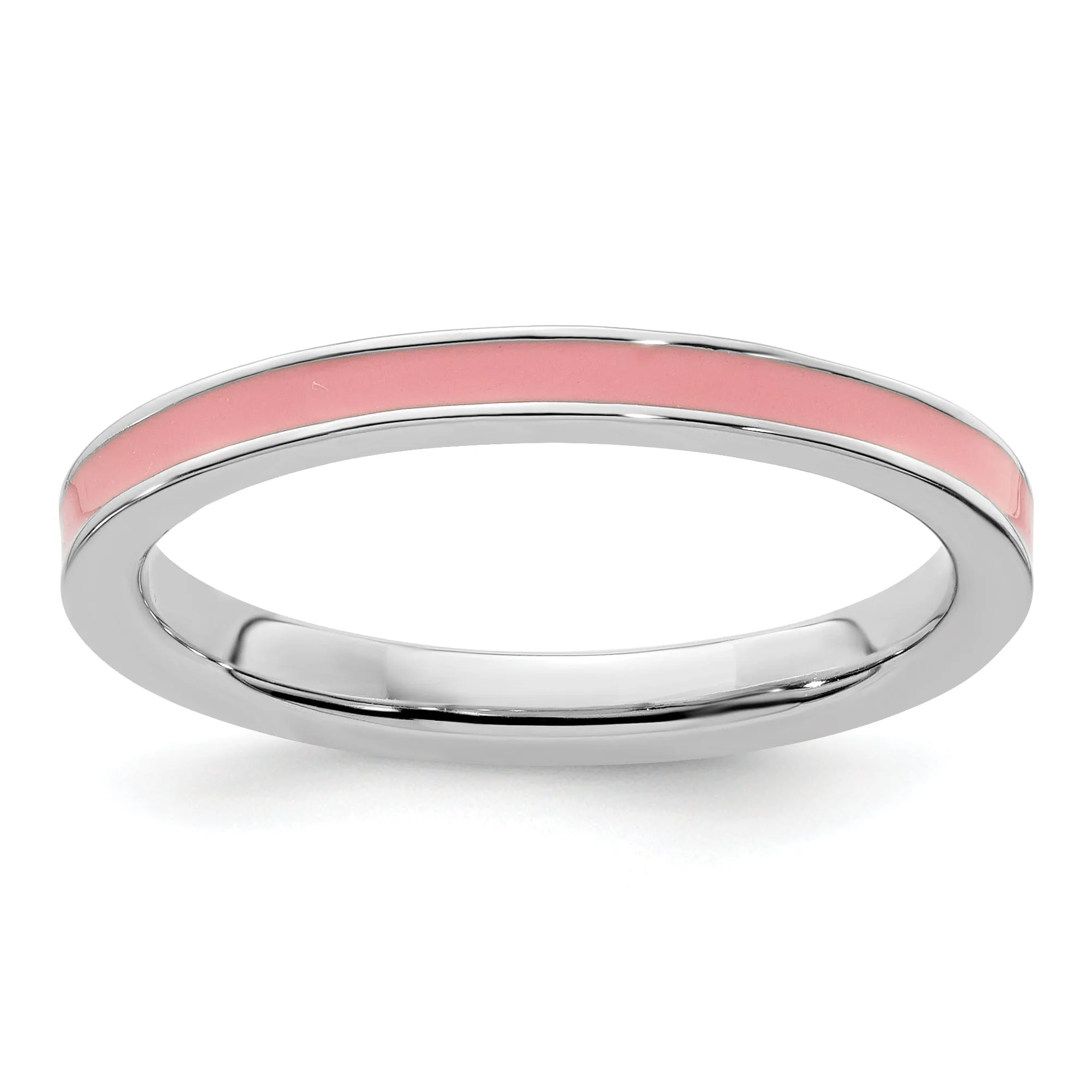 Sterling Silver Pink Enameled 2.25MM Ring