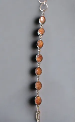 Sterling Silver Sunstone Toggle Clasp Bracelet