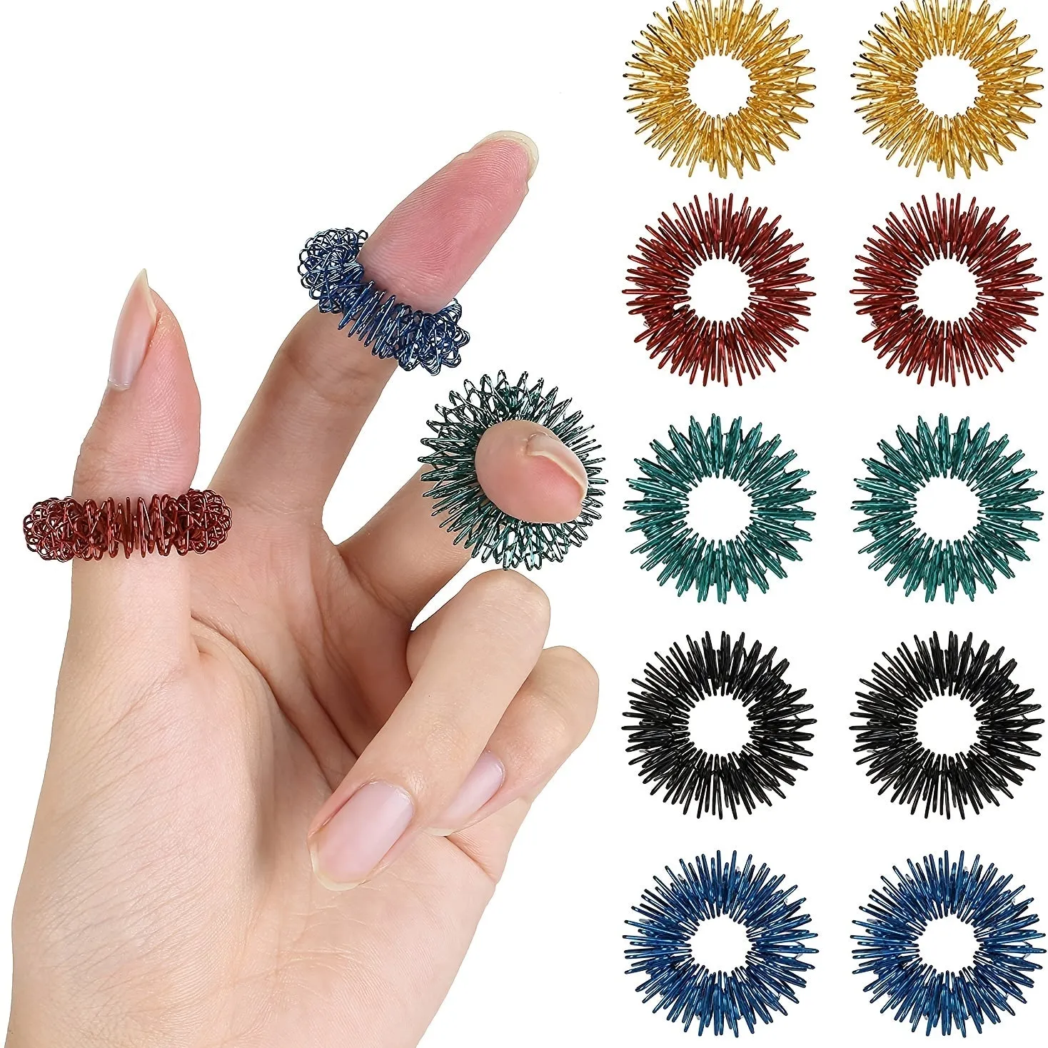 StressFree Fidget Rings 10 Pack Reducing ADHD Autism  Anxiety