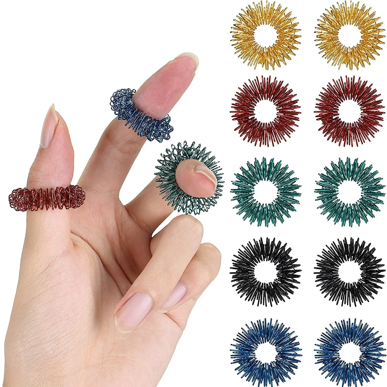 StressFree Fidget Rings 10 Pack Reducing ADHD Autism  Anxiety