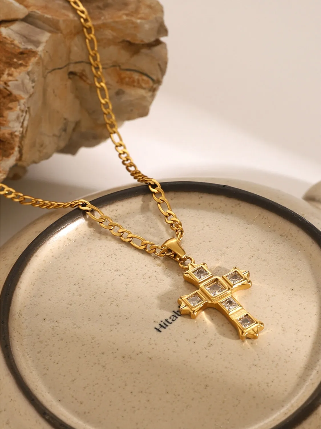 Stunning Cubic Zirconia Cross Pendant Necklace