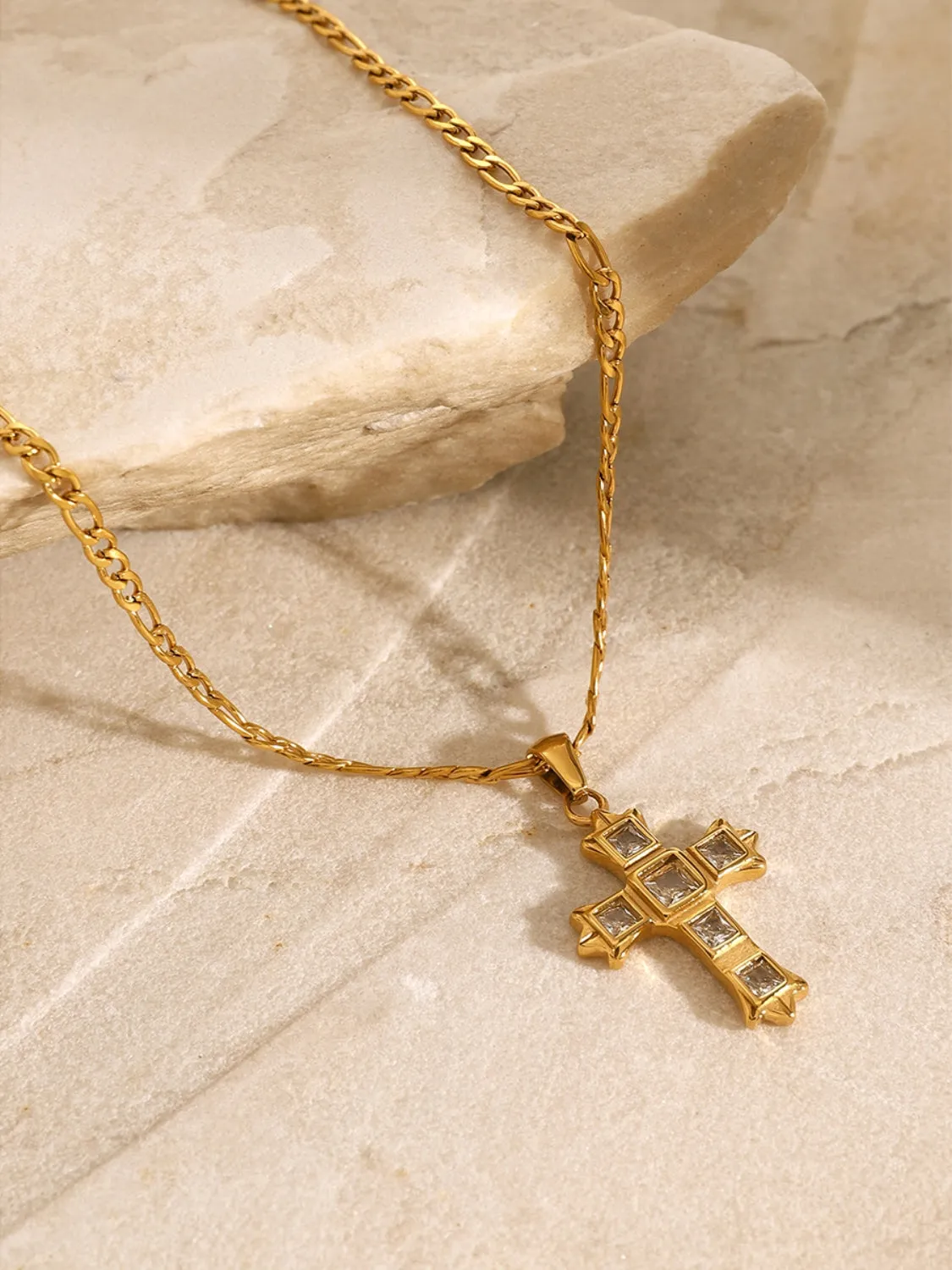 Stunning Cubic Zirconia Cross Pendant Necklace