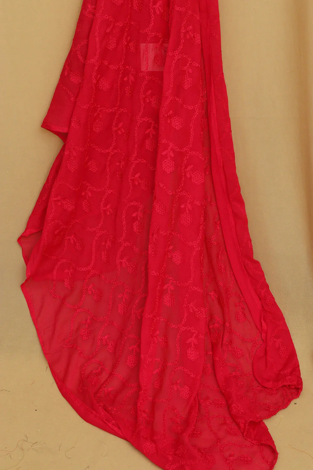 Stylish Pink Embroidered Georgette Dupatta