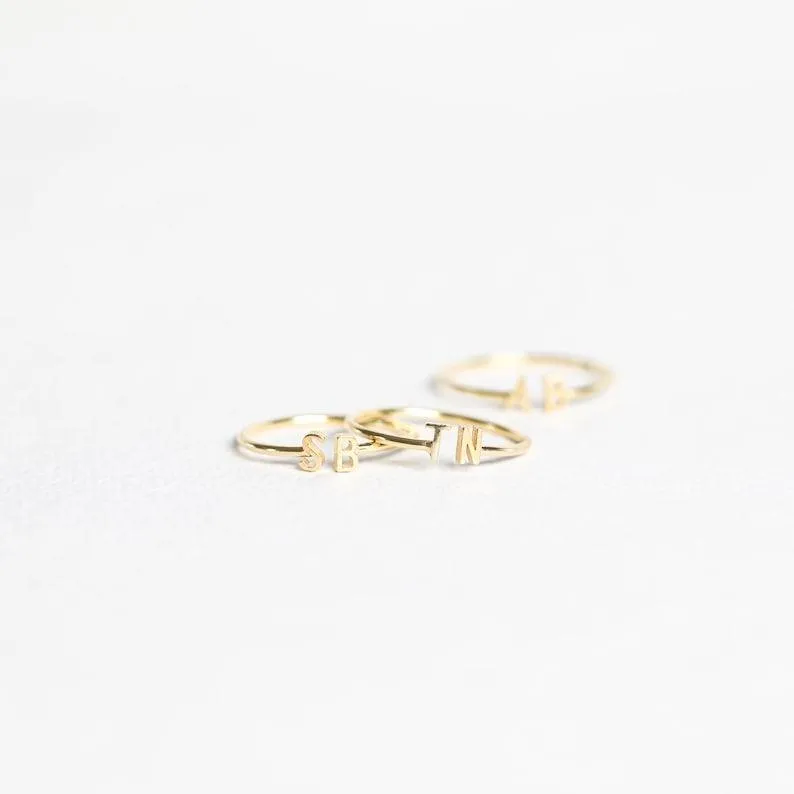 Two Letter Rings - Couple 2 Letter Initial Rings, Gold 2 Letter Initial Rings by Cushy Pups