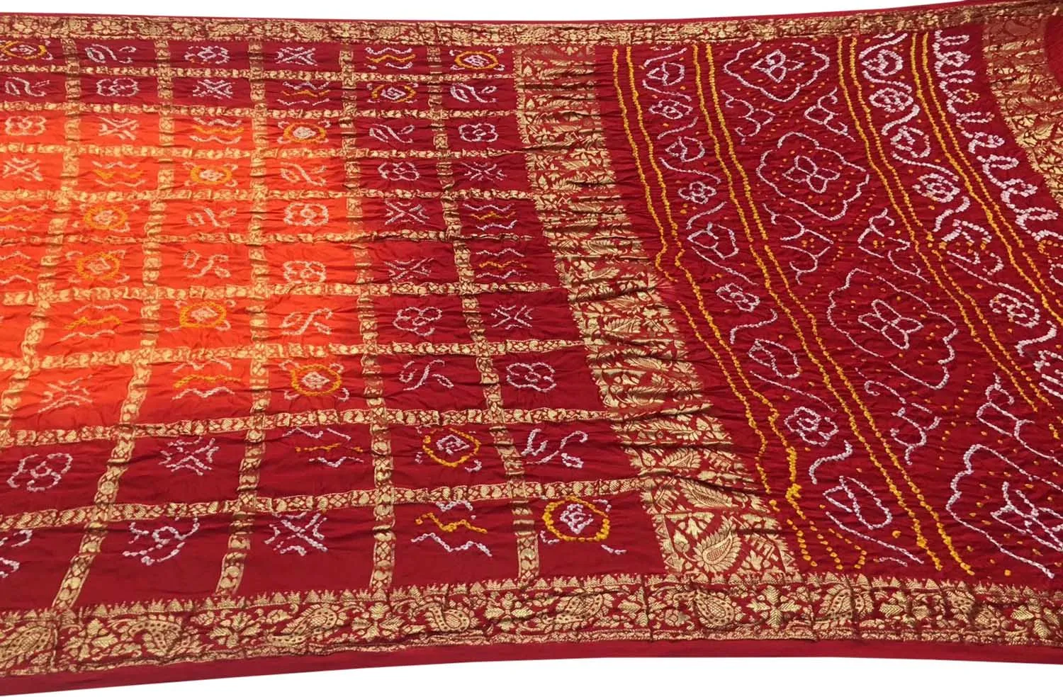 Vibrant Bandhani Gajji Silk Gharchola Saree