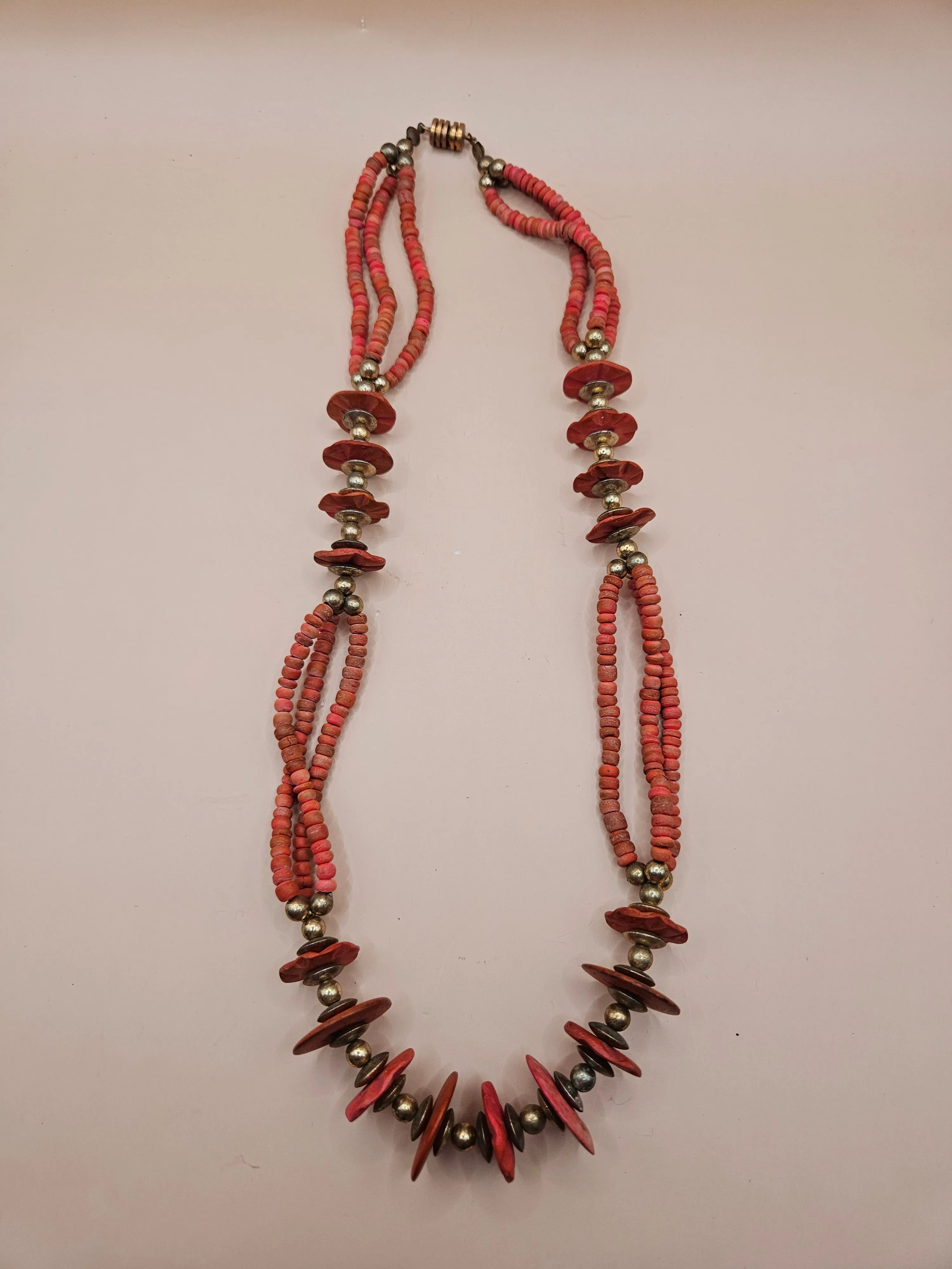 Vintage Art Deco Red Bead Necklace - 12.5" Length Elegant Jewelry