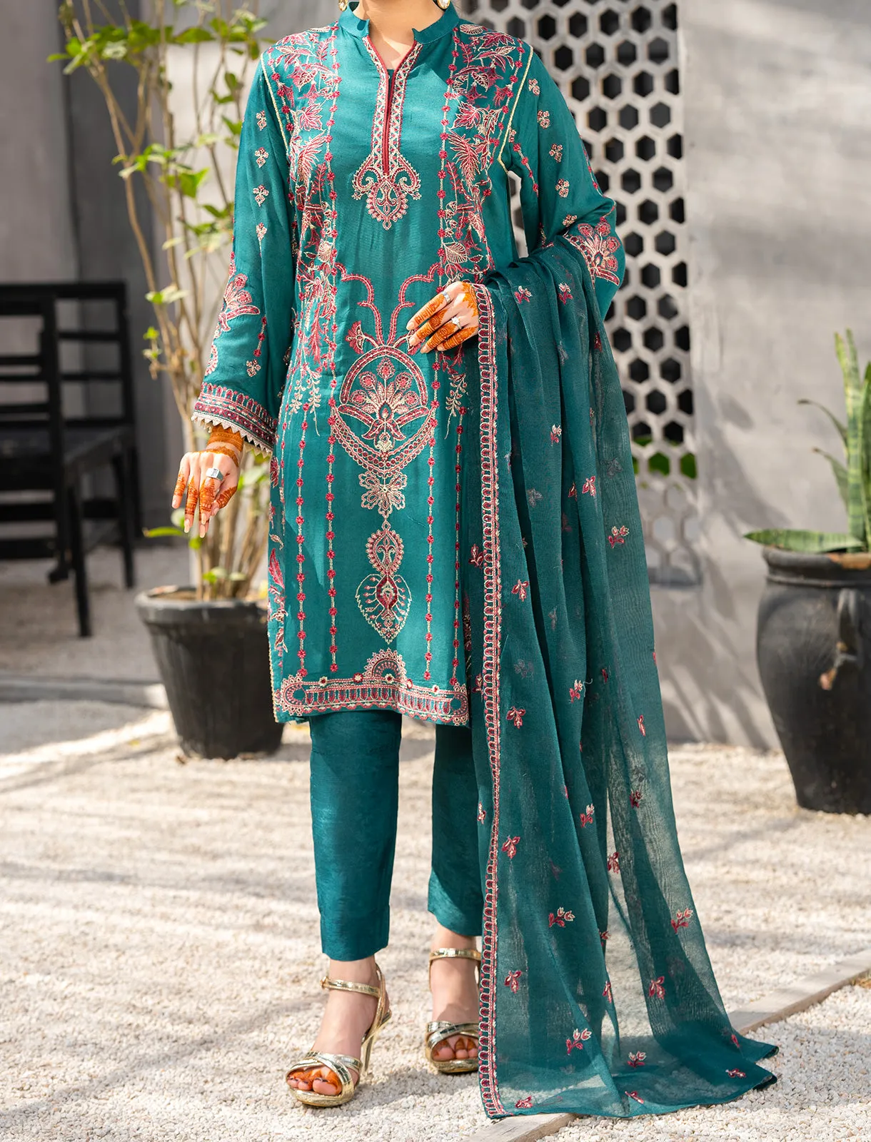 Women "ESANA" Embroidered Three Piece Suit