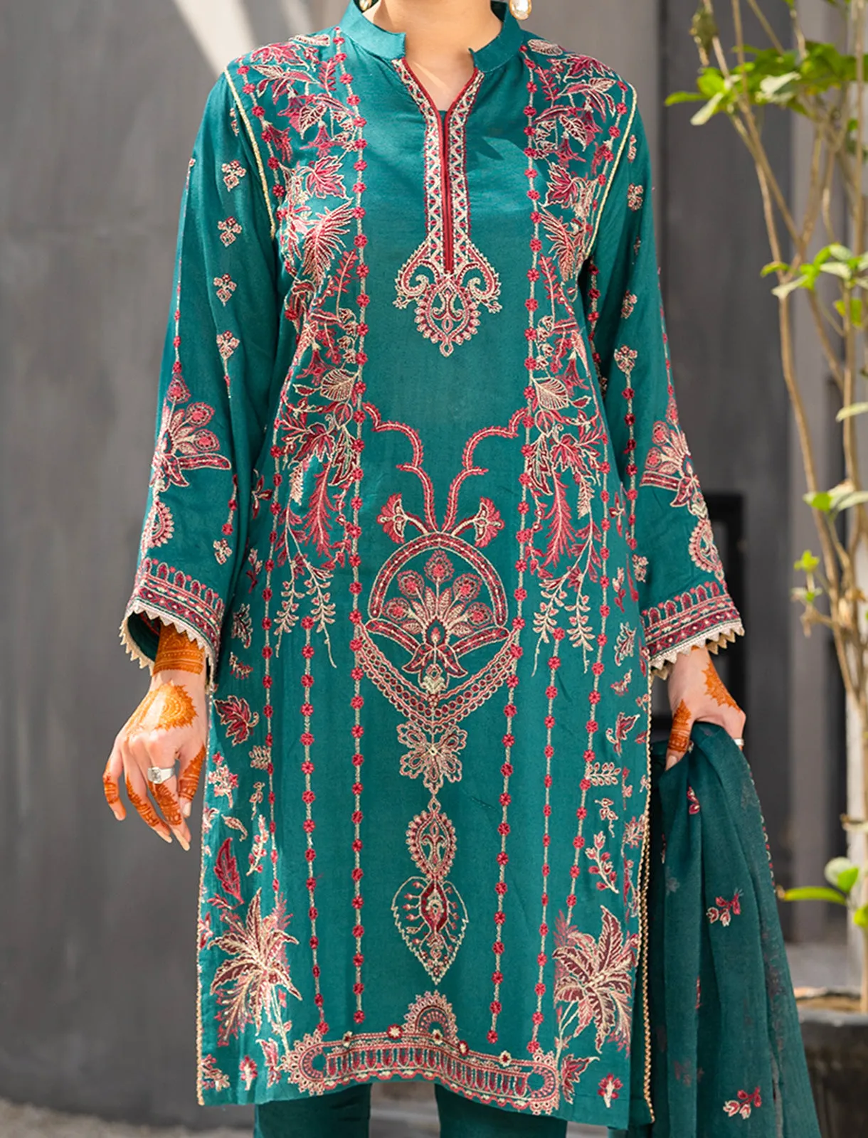 Women "ESANA" Embroidered Three Piece Suit