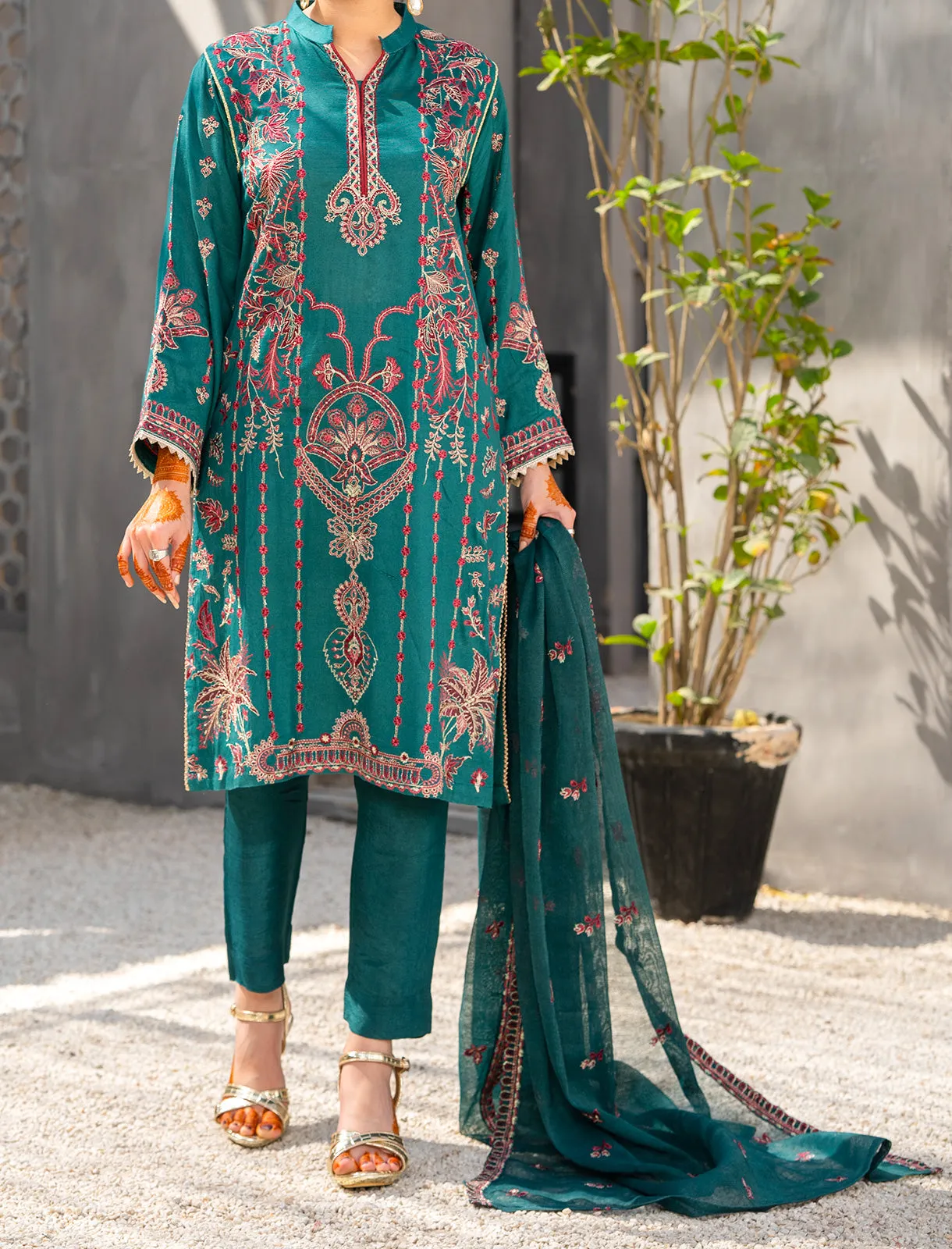 Women "ESANA" Embroidered Three Piece Suit