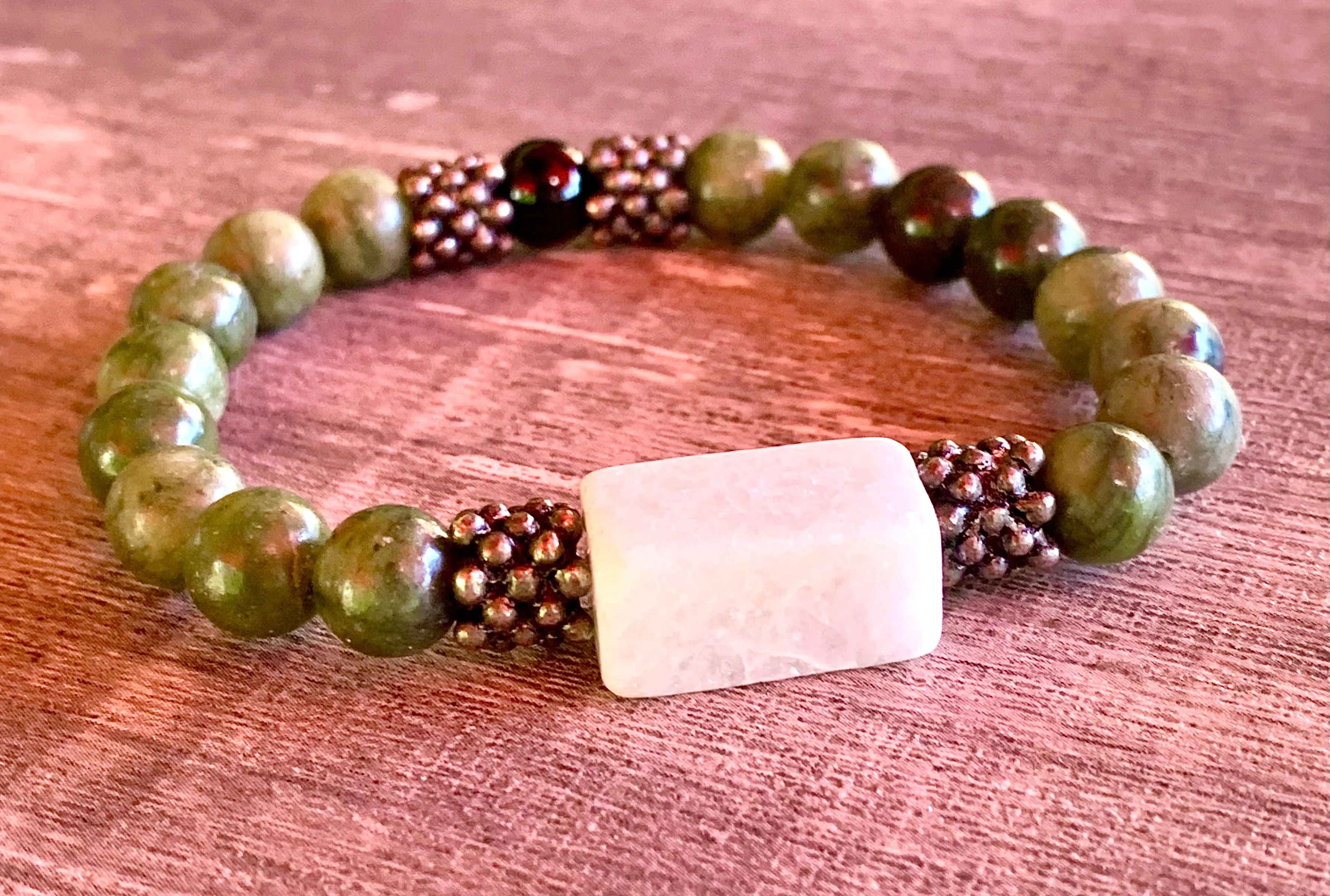 Wren Handmade Amazonite, Jade, Sodalite, White Quartz, and Black Tourmaline Expandable Bracelets