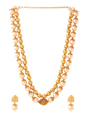 Yellow Chimes Jewellery Set For Women | Gold Plated Necklace Set for Women | Traditional Long Pearl Jewellery Sets l Birthday Gift for Girls & Women Anniversary Gift for Wife